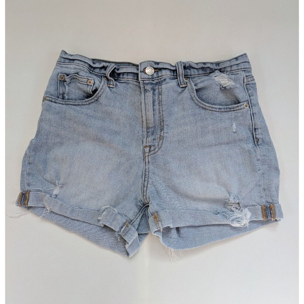 Gap 1969 Cut Off Boyfriend Light Wash Cuffed Denim Stretch Shorts Size 29R US 8